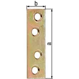 Flachverb. L.50mm B.14mm S.1,75mm STA galv. gelb verz. Anz. Löcher 4 GAH (Ausführung: Flachverbinder Länge 80 mm Breite 15 mm Stärke 1 75 mm Stahl galvanisch gelb verzinkt Anzahl Löcher 4 GAH)