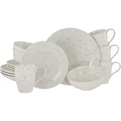 Kombiservice CREATABLE "Confetti, Kombi-Service 16-tlg.", weiß, 16 tlg., Steinzeug, Geschirr-Sets, Unregelmäßige bunte Punkte, Gute Laune Geschirr, Frisch, Freundlich