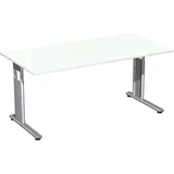Geramöbel Flex Schreibtisch weiß rechteckig, C-Fuß-Gestell silber 180,0 x 80,0 cm