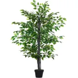 Outsunny Künstlicher Ficus-Baum groß 145 cm, Kunstbaum, Kunstpflanze, Plastik Künstliche Pflanzen im Topf, Fake Plant wie echt für Wohnzimmer Schlafzimmer Büro Garten Moderne Dekoration Geschenk
