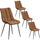 WOLTU Esszimmerstühle 4er Set Küchenstuhl Polsterstuhl Wohnzimmerstuhl Sessel mit Rückenlehne, Sitzfläche aus Kunstleder, Metallbeine, Antiklederoptik, Hellbraun BH207hbr-4