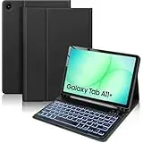 Schutzhülle mit Tastatur für Samsung Galaxy Tab A11+/A9+ 11 Zoll, UK-Layout, Hintergrundbeleuchtung, Tastatur für Samsung A11 Plus/A9 Plus Tablet, schlanke PU-Hülle mit kabelloser Tastatur für Tablet