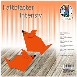 Ursus Falten Faltblätter Uni intensiv, Plakatkarton, 65 g/m2, 20 x 20 cm, orange,
