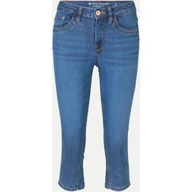 Tom Tailor Damen TTLENE Capri Jeans mit hohem Stretch, blau, Uni, Gr. 31