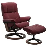 STRESSLESS Sessel mit Hocker Mayfair Signature Leder Rot Batick Bordeaux M (Medium)