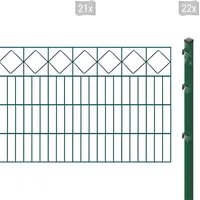 Arvotec Doppelstabmattenzaun »ESSENTIAL 80 zum Einbetonieren "Karo" mit Zierleiste«, Zaunhöhe 80 cm, Zaunlänge 2 - 60 m 66098141-0 dunkelgrün H/L: 80 cm x 42 m