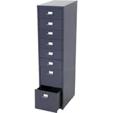 Mendler Rollcontainer Boston T851, Schubladenschrank Stahlschrank, 110x28x41cm 8 Schubladen ~ dunkelgrau