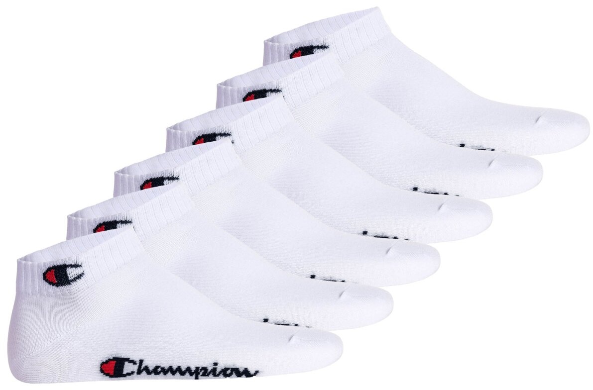 Champion Unisex Socken, 6er Pack - Quarter Socken, Basic, Logo Weiß EU 43-46