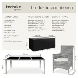 Tectake Monaco Rattan Sitzgruppe 9-tlg. hellgrau inkl. Schutzhülle