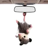 Opossum Anhänger Auto, Süße Stricken Opossum Rückspiegel Anhänger, Handgefertigte Häkeln Opossum Hanging Ornament, Maus Meme Puppen Autospiegel Anhänger Deko