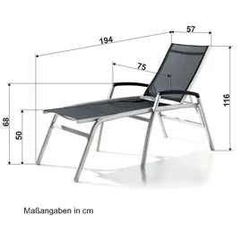Sieger Komfort-Stapelrollliege Bodega 194 x 75 x 116 cm eisengrau/silbergrau