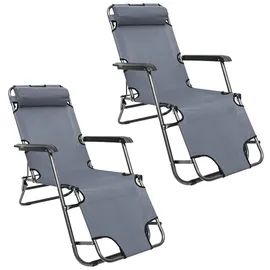 AMANKA Gartenliege 2er Set Gartenstuhl 153 x 60 x 30 cm grau