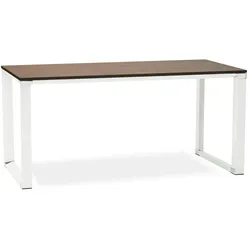 Kadima Design Arbeitstisch | 160x80x74 cm | Robust Modern Zweifarbig | Braun-Weiß | Bürotisch mit großer Arbeitsfläche | Melamin & Metall