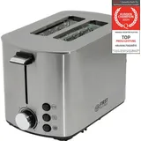 First Austria TZS First Austria Toaster | Edelstahl | 2 Scheiben | 850W | 7 Stufen | Warmhaltefunktion | abnehmbarer Brötchenwärmer | Krümelschale