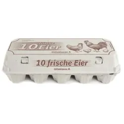 Funny Eierschachteln, bedruckt mit "10 Frische Eier", weiß, Aus Pappe, passend für Eier der Klassen S, M und L, 1 Folie = 154 Stück