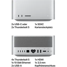 Apple Mac Studio Mac Studio silber, Mac OS, 64 GB RAM, SSD, macOS Sequoia 15.0