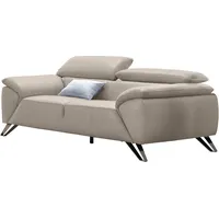 2,5-Sitzer NICOLETTI HOME Sofas Gr. B/H/T: 204cm x 72cm x 107cm, Leder Torrello, braun (tortora) Breite 204 cm, inklusive Kopfteilverstellung, Metallfüße