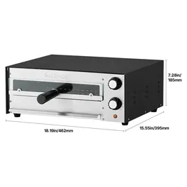 Vevor elektrischer Pizzaofen für 305 mm Pizza 1450 W Pizzabackofen bis 300 °C, Pizzamaker mit Zeit- und Temperaturregelung, Pizzabackmaschine Pizzamaschine multifunktional Grillofen Schwarz