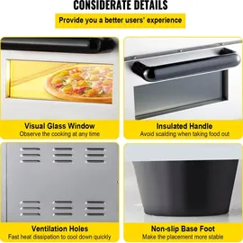 Gojoy Pizzaofen, 3000W Doppellagig Mini Pizzaofen Elektrisch, Pizza Backofen für die Gastronomie, 50-350°C Gastro Steinbackofen