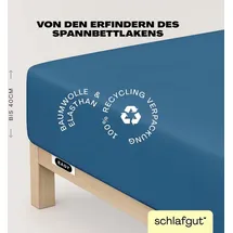 schlafgut Easy Jersey Elasthan Boxspring 120 x 200 - 130 x 220 cm blue mid