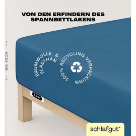 schlafgut Easy Jersey Elasthan Boxspring 120 x 200 - 130 x 220 cm blue mid