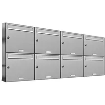 AL Briefkastensysteme 8er Premium Edelstahl Briefkastenanlage Silber