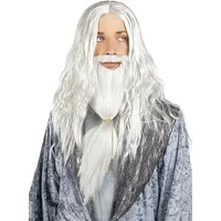 Funidelia | Dumbledore Perücke mit Bart - Harry Potter für Herren Zauberer, Gryffindor, Hogwarts - Zubehör für Erwachsene, Zubehör für Kostüm - Grau/Silber