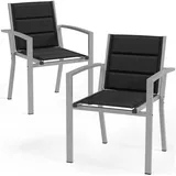 HOMALL Gartenstuhl Gartenstuhle (2er Set) Aluminium Outdoor-Stuhle Belastbarkeit 140 kg (Aluminiumrahmen 2 Größen 3 Farben erhältlich Stapelbar, um Platz zu sparen) grau 82 cm