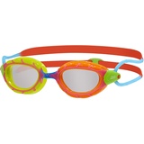 Zoggs Kinder Schwimmbrille Predator, Schwimmbrille, Grün/Orange/Rot/Blau/Transparent, 6-14 Jahre