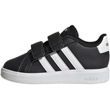 adidas Unisex Baby Grand Court Lifestyle Hook and Loop Shoes Sneaker, Core Black/FTWR White/Core Black, 19 EU
