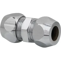 Fitting verchromt Doppelnippel-Verschraubung (Ausführung: Quetschverschraubung verchromt Doppelnippel-Verschraubung - 10x12mm)