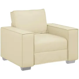 vidaXL Sofa Sessel 59 cm mit Kissen Creme Kunstleder