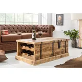 riess-ambiente Couchtisch BODEGA 100cm natur (Einzelartikel, 1-St), Wohnzimmer · Massivholz · eckig · Truhe · Hausbar · mit Stauraum braun