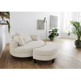 Atlantic Home Collection ATLANTIC HOME COLLECTION, Loveseat »Ravi«, XXL- Sessel, inklusive Stauraumhocker, Rückenkissen & drei Zierkissen, beige