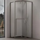 doporro Fünfeckdusche Duschkabine 90x90x200cm Duschabtrennung ESG-Sicherheitsglas Klarglas inkl. Nano-Beschichtung Rahmenkonstruktion aus Edelstahl