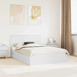vidaXL Aufbewahrungsbett mit Kopfteil Weiß 140 x 190 cm Holzwerkstoff