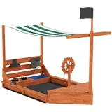 Outsunny Sandkasten Orange, Holz 103x144.5x180 cm, Outdoor Spielzeug, Sandkästen