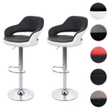 Mendler Barhocker 2er Set drehbar höhenverstellbar Kunstleder schwarz-weiß