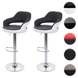 Mendler Barhocker 2er Set drehbar höhenverstellbar Kunstleder schwarz-weiß