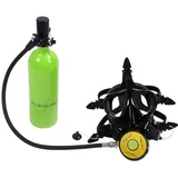 Tauchflasche, Tauchausrüstung, Aluminium, 1 L, Tauchzylinder, Tragbares Tauchsystem mit Vollgesichts-Taucherbrille, Rucksack für Unterwasser-Atmungstraining (Green)