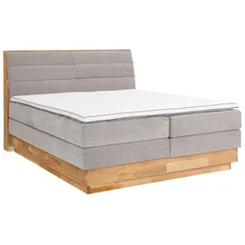 OTTO home Boxspringbett OTTO HOME "Jenna", grau (argento), B:184cm L:216cm, Komplettbetten, Boxspringbett, ohne LED-Beleuchtung, mit zertifizierten, recycelten Bezugsstoffen