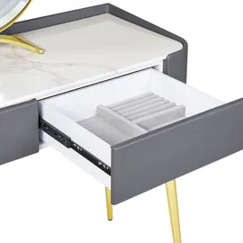 Beliani Schminktisch mit Spiegel und Hocker Surin Led Grau