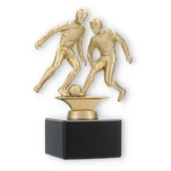 Pokal Metallfigur Zweikampf goldmetallic auf schwarzem Marmorsockel 15,6cm
