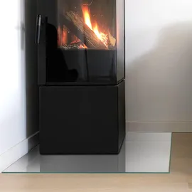 Tulup Glasplatte für Kamin Quadrat 60 x 60 x 0,4 cm Sicherheitsglas Grau