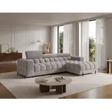 moeblo Polsterecke, Eckcouch Wohnlandschaft Sofa mit Ottomane Eckgarnitur - Ecksofa Neviro R - Grau (Aura 04) - Grau