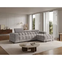 moeblo Polsterecke, Eckcouch Wohnlandschaft Sofa mit Ottomane Eckgarnitur - Ecksofa Neviro R - Grau (Aura 04) - Grau