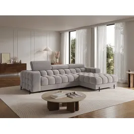 moeblo Polsterecke, Eckcouch Wohnlandschaft Sofa mit Ottomane Eckgarnitur - Ecksofa Neviro R - Grau (Aura 04) - Grau