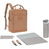 Lässig Wickelrucksack Wickeltasche Rucksack mit Wickelunterlage, Kinderwagenbefestigung, Flaschenhalter nachhaltig produziert/GRE Vividal Backpack almond