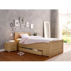 Bett PRIESS "Husum Schlafzimmer Jugendzimmer Rahmenbett", braun (livornobuchefarben), B:100cm H:85cm L:208cm, Betten, Bettgestell Jugendbett, mit Komforthöhe verschiedene Ausführungen hochwertige Premium Qualität
