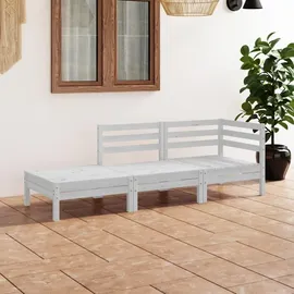 vidaXL Garten-Lounge-Set 3-tlg. Weiß Kiefer